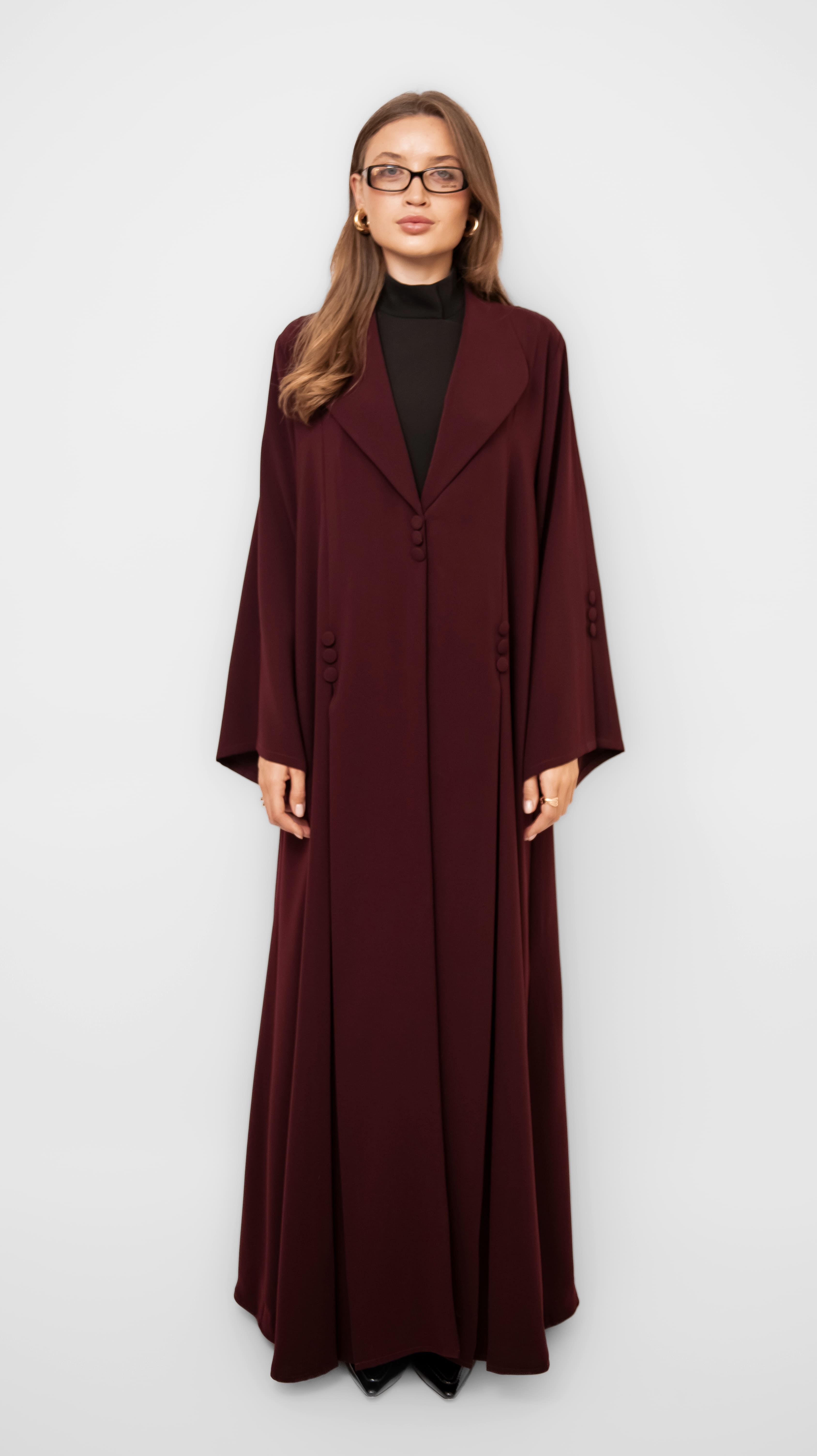 Maroon Relaxed Blazer Abaya